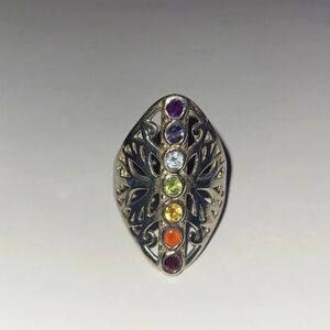 Chakra Ring, Sterling and Gemstones